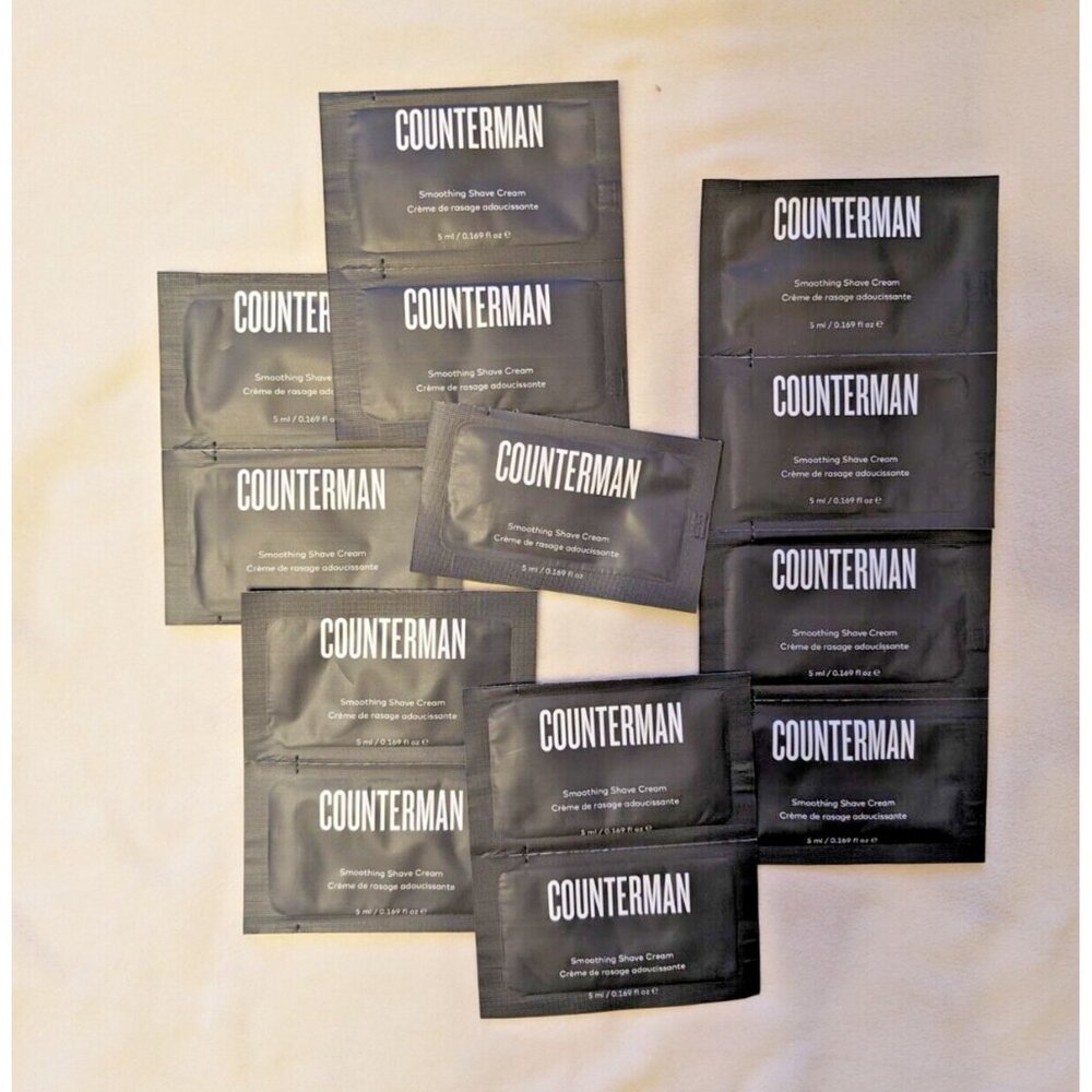 13 Sample Packs Beautycounter Counterman Cleanser Shave Cream Lotion